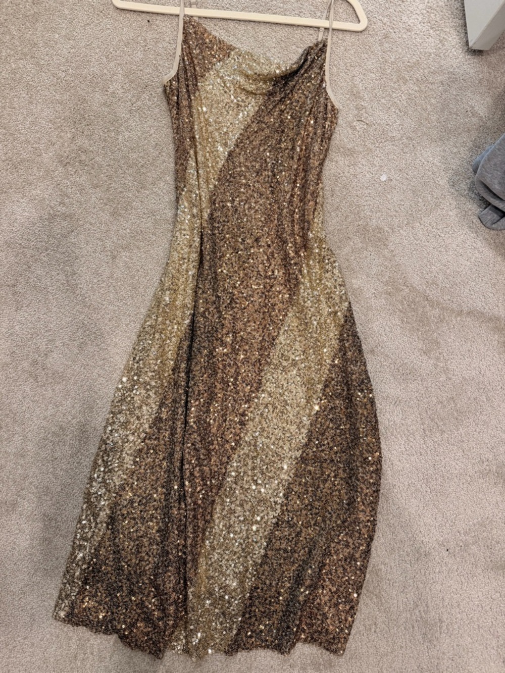 Free People Sequin Midi Dress | Brown Gold Multi